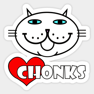 Heart Chonks - White Cat Sticker